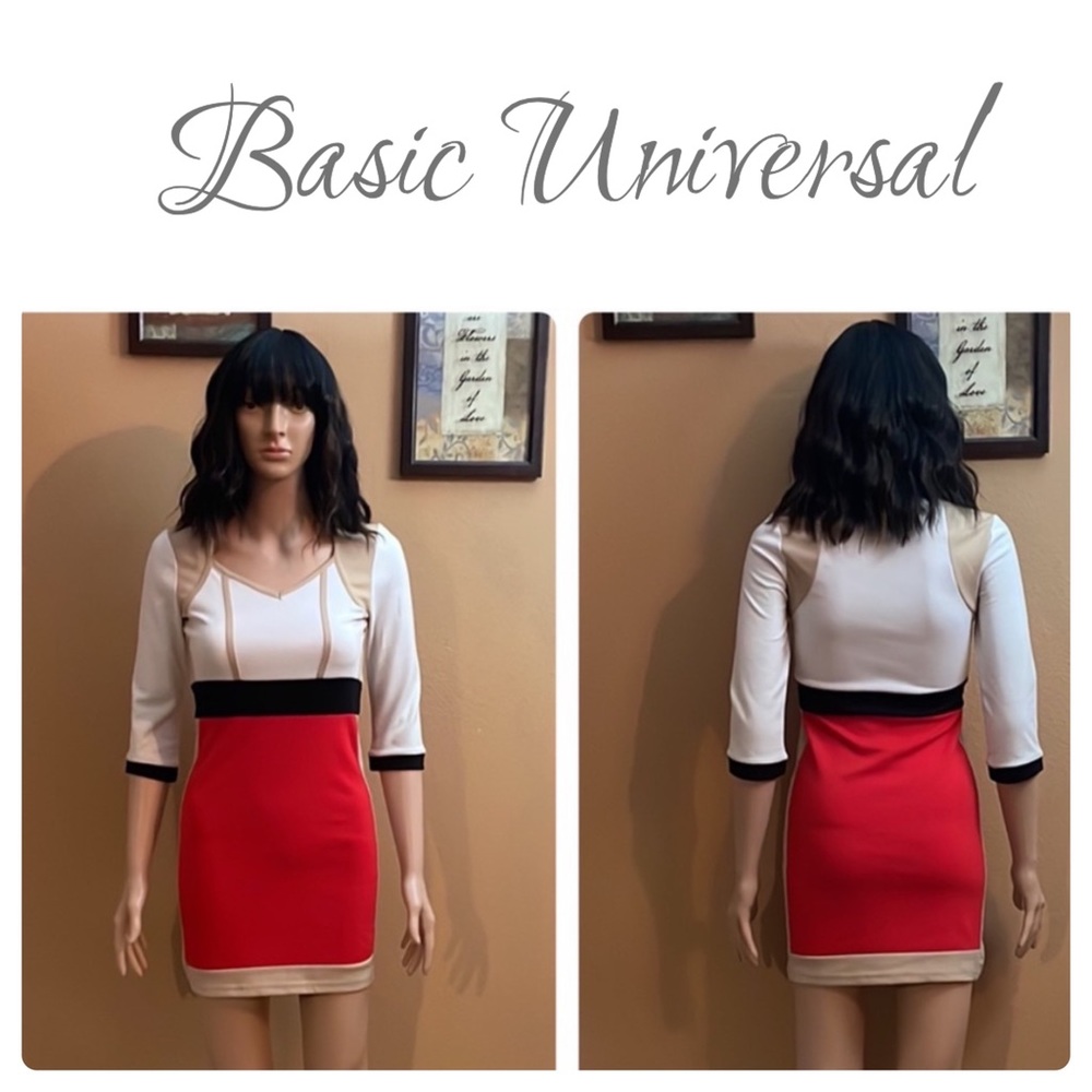 Women Casual Dress (Red/Tan)